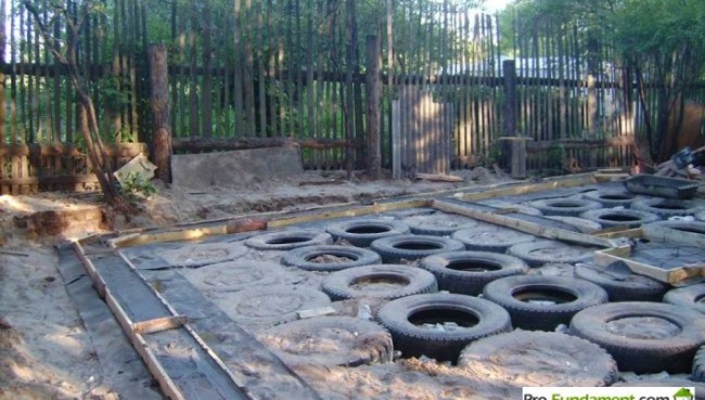 Фундамент из шин