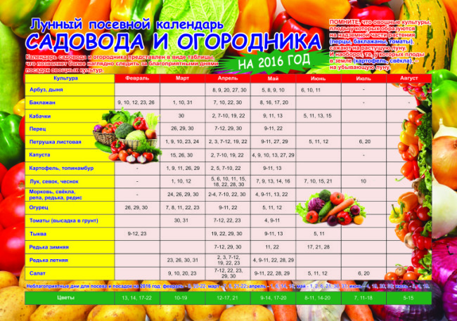 Лунный календарь 2016